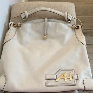 Anja Hindmarch white leather Elrod hobo